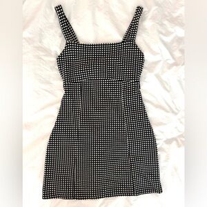 Free People Bardot Mini Dress Black Checker Bow Tie Back